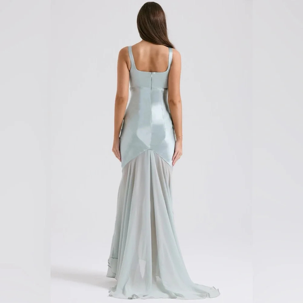 House of CB Vittoria Pistachio Chiffon Floor Length Gown - Picture 7 of 14